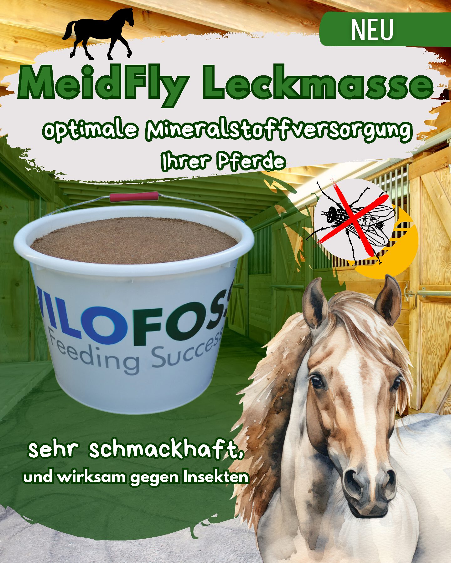 Leckmasse MeidFly für Pferde