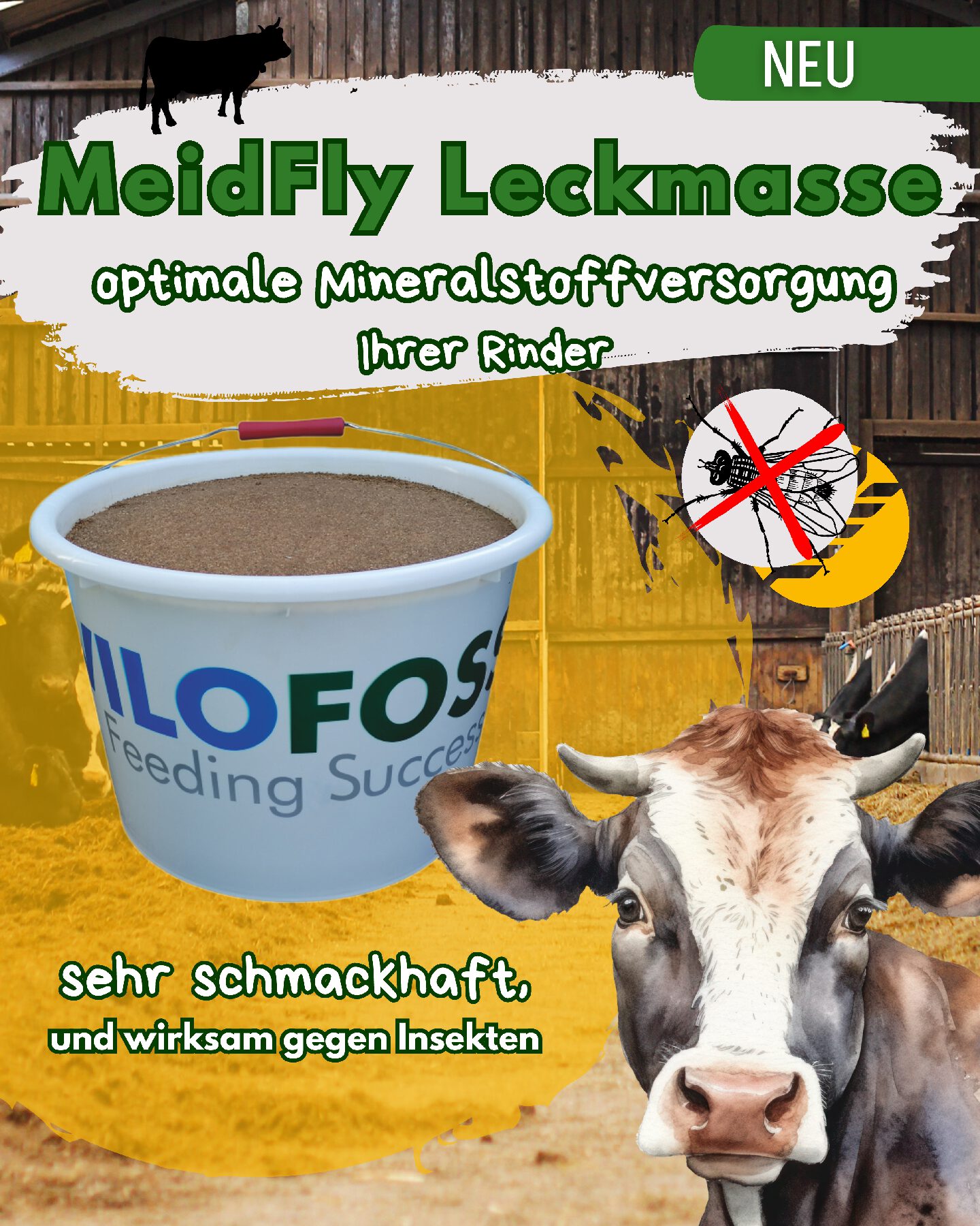 Leckmasse MeidFly für Rinder